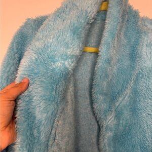 Fluffy Blue Faux Fur Coat